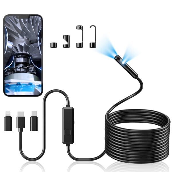 Acoath Endoskopkamera 1920P HD mit 8 LEDs – IP67 Inspektionskamera für Android & iOS