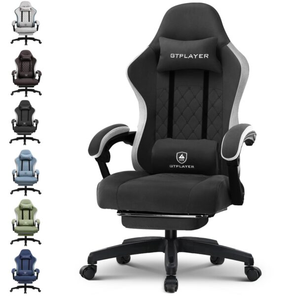 GTPLAYER Gaming Stuhl 150 kg – Ergonomischer Schreibtischstuhl mit Taschenfedern & Stoffoberfläche