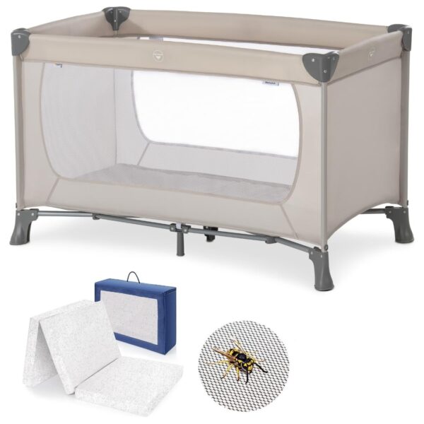 hauck Dream N Play Reisebett Set mit Alvi Matratze & Moskitonetz – Faltbares Babybett für unterwegs