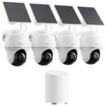 Reolink 2K Solar Überwachungskamera Set mit Home Hub Mini & 4x Argus PT Lite – 360° Pan Tilt KI-Erkennung