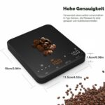 NUTRI FIT Mini-Kaffeewaage mit Timer – Espresso-Waage 2kg/0,1g USB-C, tragbar – Bild 3