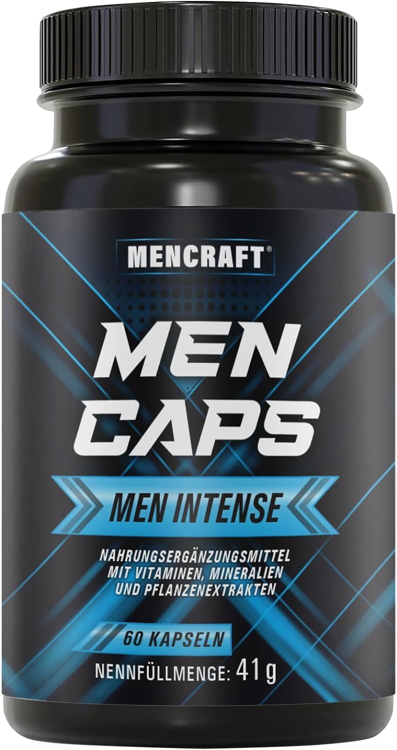 61CjELEraL._SY1500_.jpg MENCRAFT MEN INTENSE – Männer Kapseln hochdosiert mit L-Arginin & Ginseng für tägliche Vitalität – Bild 1