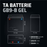 GP-PRO Gel-Batterie 12V 9Ah GB9-B – Wartungsfreie Motorradbatterie mit 120A Startstrom – Bild 3