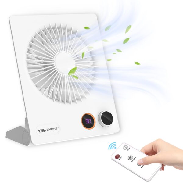 VEMONT Mini Tischventilator mit 5000mAh Akku & Fernbedienung – Tragbar & leise