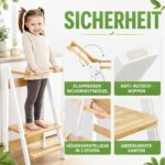 Lernturm Montessori Bambus klappbar – Höhenverstellbar mit Kippschutz für Kinder ab 1 Jahr – Bild 4