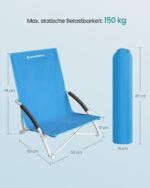SONGMICS Strandstuhl mit hoher Rückenlehne – tragbarer Klappstuhl bis 150 kg – Bild 2