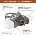 RHINO Smart Solutions Atemschutzmaske A1P2 – Halbgesichtsmaske mit Filtern für Lackierung & Schleifen – Bild 3
