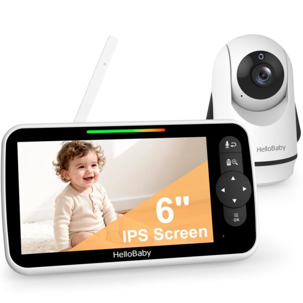 HelloBaby 6-Zoll Video-Babyphone mit Nachtsicht & PTZ-Kamera – WiFi-frei & 35h Akkulaufzeit