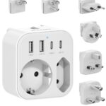 SUDEERY 6-in-1 Reiseadapter weltweit mit 2 USB-C & 2 USB-A – Universalstecker für 150+ Länder