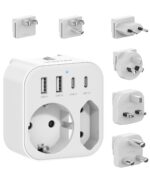 SUDEERY 6-in-1 Reiseadapter weltweit mit 2 USB-C & 2 USB-A – Universalstecker für 150+ Länder