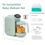 Chefhandy 5-in-1 Babynahrungszubereiter mit Dampfgarer, Mixer & Fläschchen-Erwärmung – Grün – Bild 3