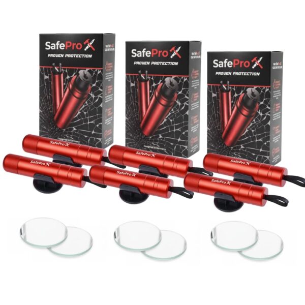 SafePro X Notfallhammer mit Gurtschneider – 2-in-1 Glasbrecher für Fahrzeuge (6er-Pack)