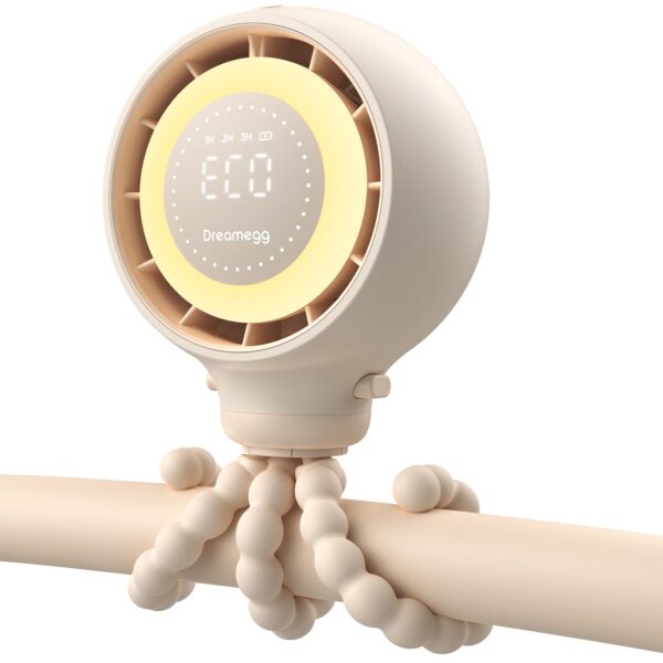 Dreamegg Kinderwagen-Ventilator mit LED-Display & Nachtlicht – 4000mAh USB-Clip-Ventilator