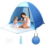 HAOYAO Pop-up Strandmuschel für 2–3 Personen – UV-Schutz UPF 50+ Wurfzelt