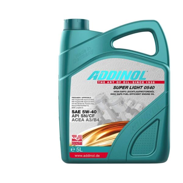 ADDINOL SUPER LIGHT 5W-40 Motorenöl, 5 Liter – Kraftstoffsparend für PKW & Transporter