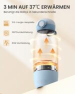 GROWNSY Tragbarer Flaschenwärmer 600ml – Schnellheizender Babyflaschenwärmer mit 10000mAh Akku – Bild 2