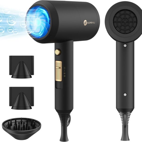 slopehill Ionen Haartrockner 1800W mit Diffuser & 3 Concentrators – Schnell trocknender Salon-Föhn für alle Haartypen