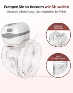 Haokoo Elektrische Milchpumpe Freihändig – 201g tragbar mit 3 Modi & 12 Stufen – Bild 8