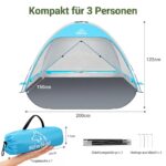 WolfWise Strandmuschel UPF 50+ mit 3 Belüftungsfenstern – UV-Schutz Strandzeit für 3 Personen – Bild 2