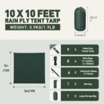VOSOIR Camping Zeltplane 3x3M wasserdicht – UV- & Regenschutz mit Aluminiumstiften – Bild 6