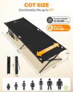 Sportneer Feldbett 199x73cm Klappbar – Stabiles Campingbett mit Edelstahlrahmen – Bild 4