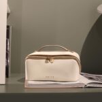 Prite Kosmetiktasche Grosse Kapazität M (23,5x12,5x12,5 cm) – Wasserdichte Reise-Schminktasche Beige – Bild 8