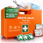 HELDENWERK® Erste-Hilfe-Kasten DIN 13157:2021 mit Wandhalterung – Verbandskasten für Betrieb & Haushalt