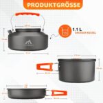 THTYBROS 17-teiliges Camping-Kochgeschirr-Set – Hart eloxiertes Aluminium für Outdoor & Wandern – Bild 2