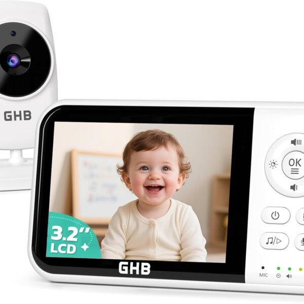 GHB Babyphone mit Kamera – 3,2 Zoll LCD, Nachtsicht & Temperatursensor für sichere Überwachung