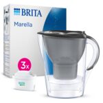 BRITA Marella Wasserfilterkanne 2,4l mit 3x MAXTRA PRO Kartusche – Filtert PFAS, Grau