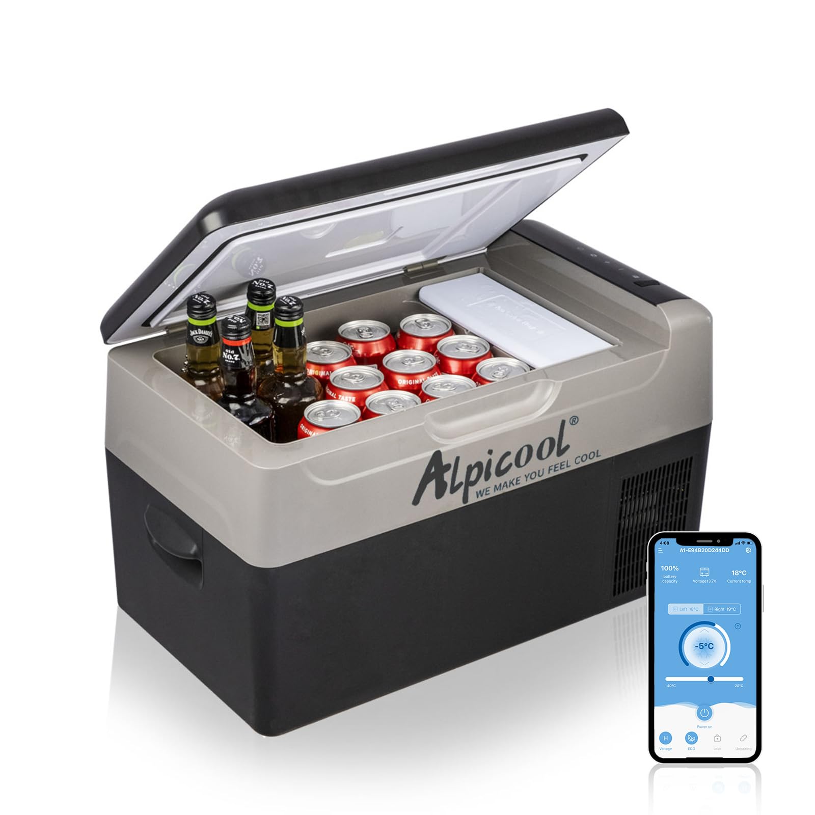 61Ii09VzyfL._SY1600_.jpg Alpicool G22 22L Kompressor-Kühlbox – Tragbarer Gefrierkühlschrank 12/24V für Auto & Camping – Bild 1