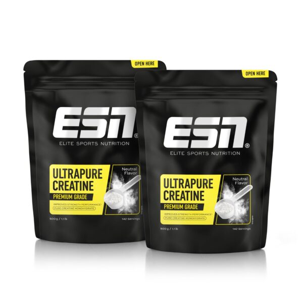 ESN Ultrapure Creatine Monohydrat 2 x 500 g – Kreatin Pulver für Kraftsport & Athleten