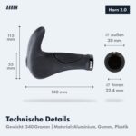 AARON Horn Lenker Griffe mit Gel Dämpfung – Ergonomische Fahrradgriffe für Komfort & Sicherheit – Bild 3