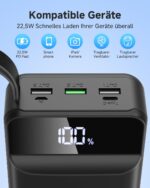 PDBEST 60000mAh Powerbank mit 22,5W USB-C Schnellladung – Externe Akku für Smartphones & Tablets – Bild 3
