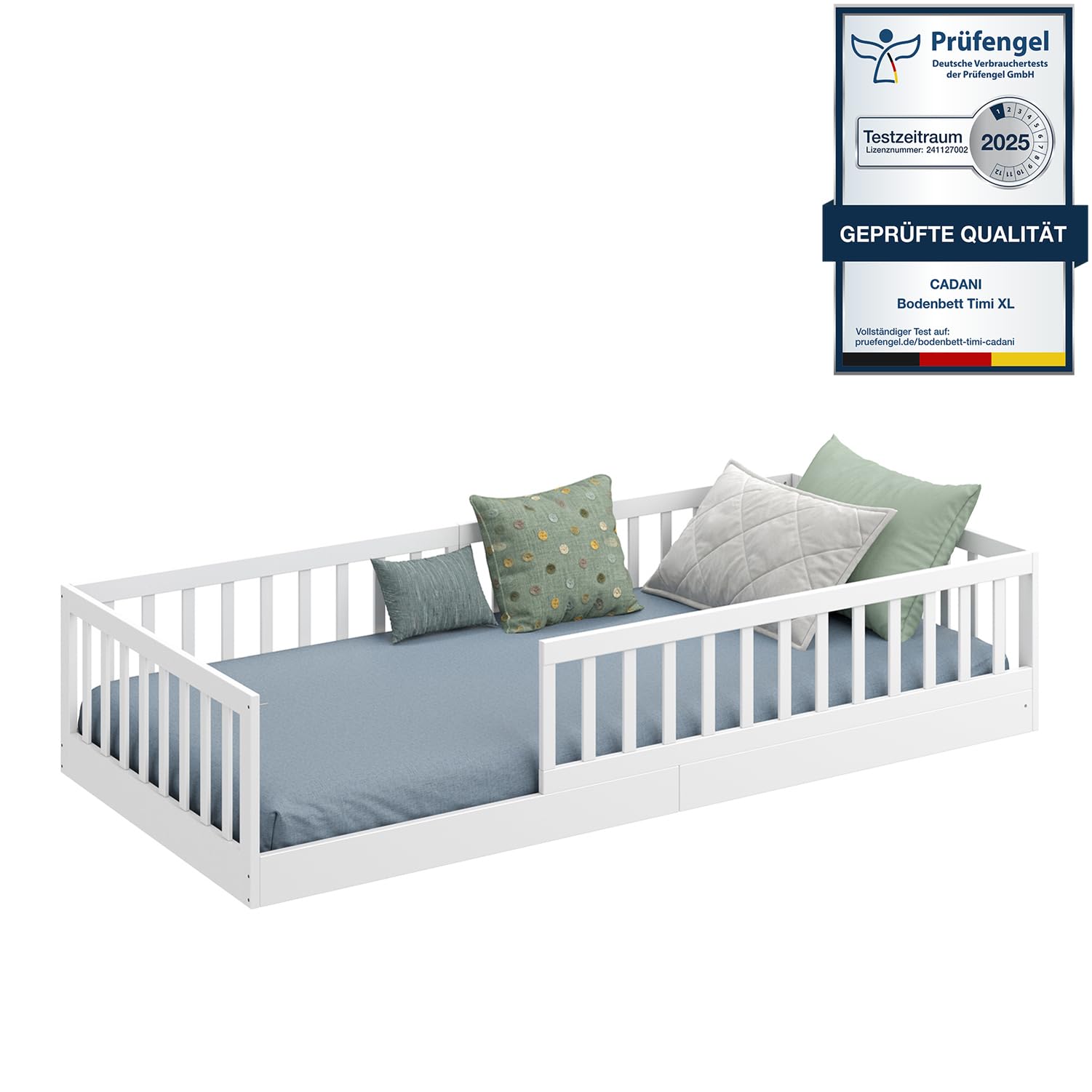 61IyzF0UAKL._SY1501_.jpg CADANI Timi Bodenbett 90x200 cm – Montessori Kinderbett bis 200 kg, abnehmbar – Bild 1