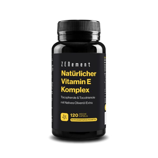 Natural Vitamin E Complex – 8 Formen Tocopherole & Tocotrienole – 120 Kapseln Zenement