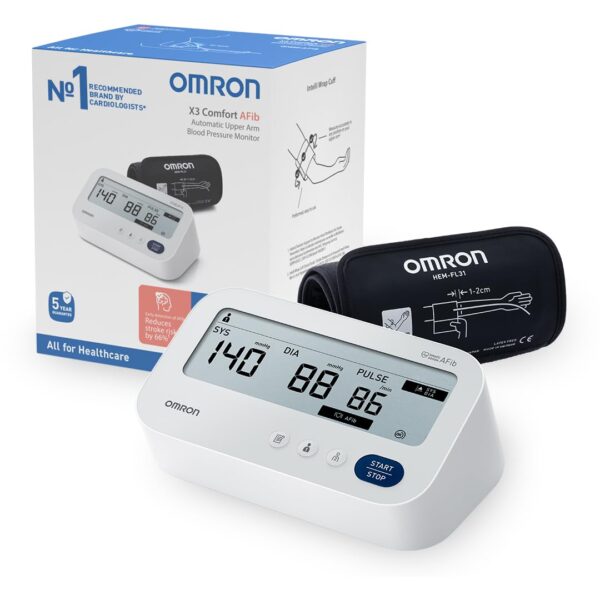 OMRON X3 Comfort AFib – Oberarm-Blutdruckmessgerät mit AFib-Erkennung für 2 Nutzer
