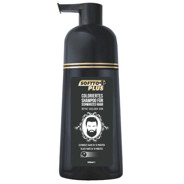 Softto plus Schwarz-Haar Shampoo 350 ml – Graue Haare in 10 Min. abdecken für Damen & Herren