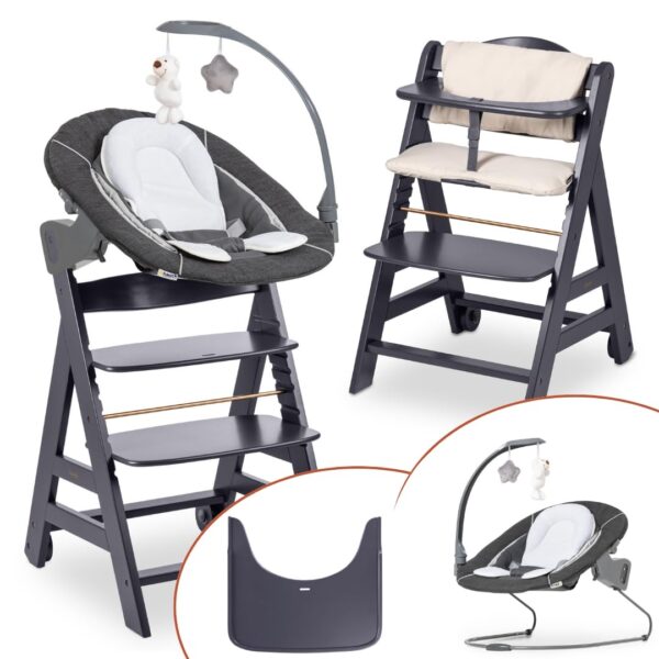 hauck Beta+ Hochstuhl Newborn Set mit Deluxe Bouncer – 5in1 Mitwachsend bis 90 kg