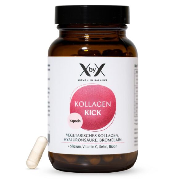 XbyX Kollagen Kick Kapseln – Vegetarischer Kollagenkomplex mit Typ I, V & X für 45 Tage