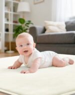 Favodormir Krabbelmatte 120×120×3cm – Rutschfeste Spielmatte mit Schaumfüllung für Babys – Bild 2