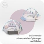 MoMi PASTEL 3-in-1 Spielbogen & Krabbelmatte – Sensorische Aktivitätsmatte für Neugeborene – Bild 5