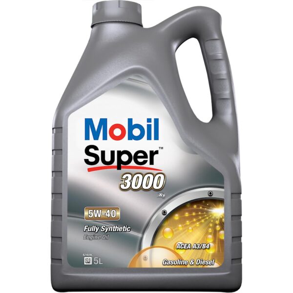 Mobil Super 3000 X1 5W-40 Motoröl, 5L – Synthetisches Motoröl für Benzin- & Dieselmotoren