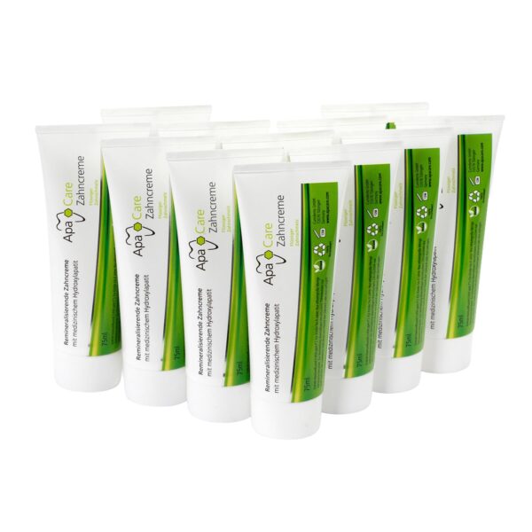 ApaCare Zahncreme mit Hydroxylapatit & Fluorid – Remineralisierung für starke Zähne | 12 x 75 ml