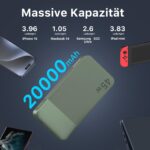 NOBIS 20000mAh Power Bank 45W – Schnellladegerät mit USB-C & Digitalanzeige (Grün) – Bild 3