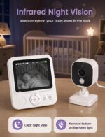BURNNOVE Babyphone mit Kamera – 720P HD, 96H Akku, ohne WLAN für sicheres Babymonitoring – Bild 4