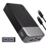 JUOVI 65W Powerbank 20000mAh – Laptop & Handy Schnellladegerät mit 4 Anschlüssen