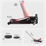 Arebos 3T Hydraulischer Rangierwagenheber flach – 75-505 mm für tiefergelegte Fahrzeuge – Bild 9