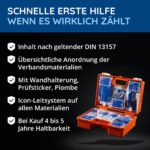 FLEXEO Erste-Hilfe-Koffer DIN 13157:2021 – Verbandkasten gefüllt mit Wandhalterung für Betrieb & Zuhause – Bild 2