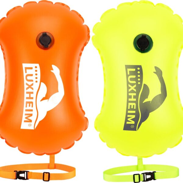 LUXHEIM 2er Pack Schwimmboje mit aufblasbarem Dry Bag – Sichtbarkeit & Sicherheit für Open Water